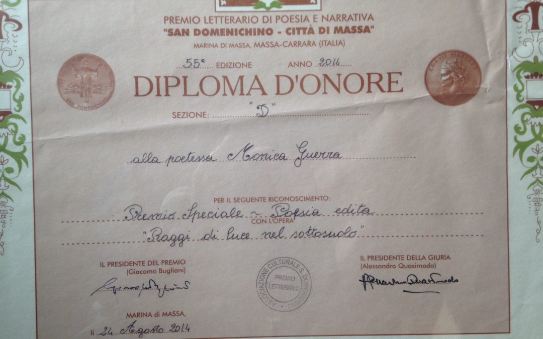 DIPLOMA D’ONORE  SAN DOMENICHINO:  Poesia Edita